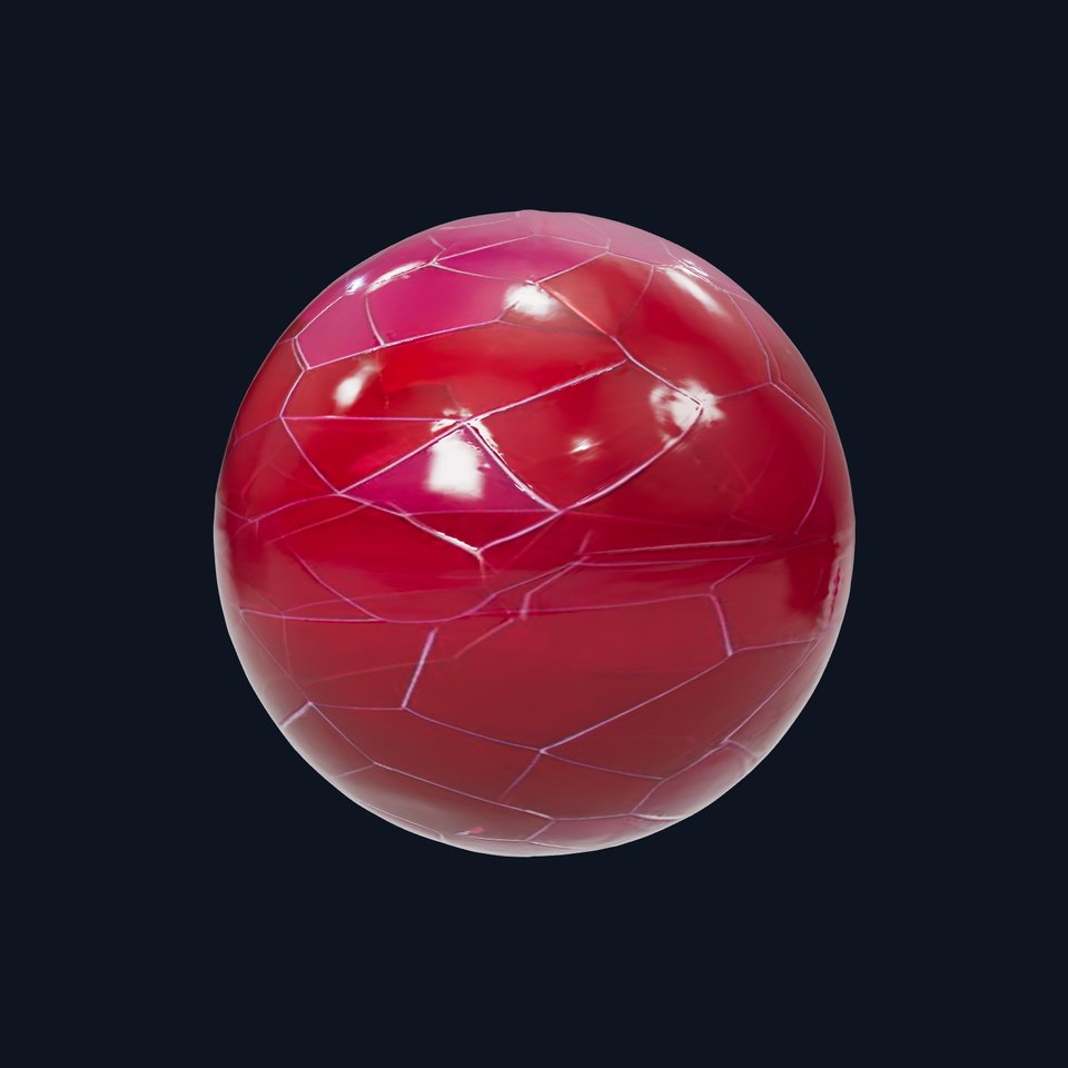 HQ PBR Textures Set Glossy Red Hexagonal Tiles